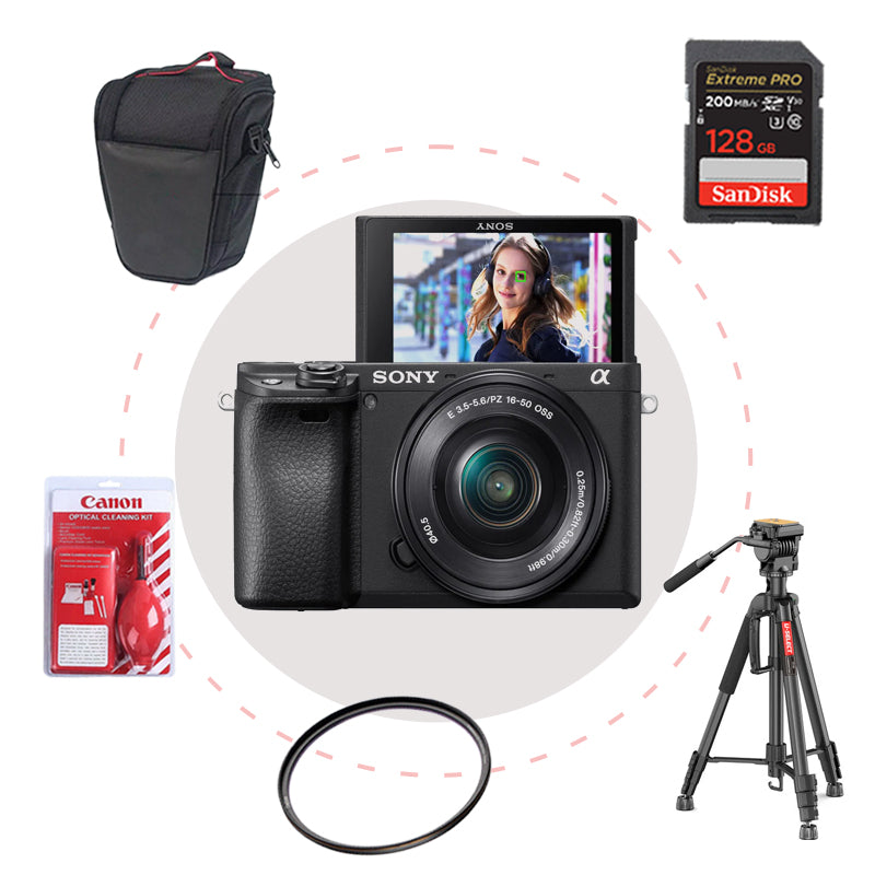 Camara Sony A6400 + Memoria + Estuche + Filtro + Kit de limpieza + Trípode