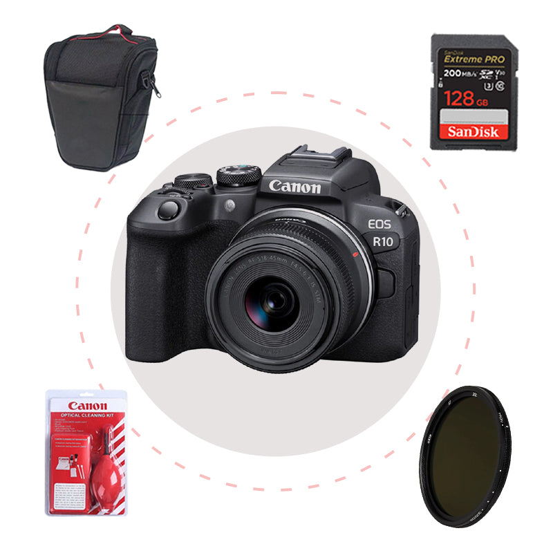 Camara Canon R10 + Memoria + Estuche + Filtro + Kit de limpieza