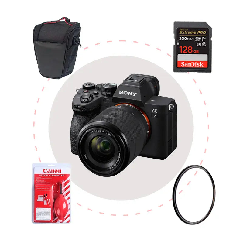 Sony A 7 IV + Memoria + Estuche + Filtro + Kit de limpieza